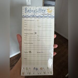 Babysitter Instructions Notepad with Blue and Yellow Design